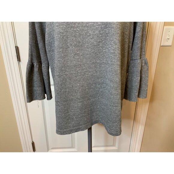 Current/Elliott Gray Heathered Wide Neck Shirt W/ 3/4 Trumpet,  Size 8 | C/E 3 - Picture 3 of 8